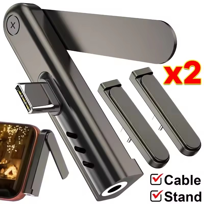 2/1PCS Portable USB C To 3.5mm - Phone Stand Aluminum recension och pris